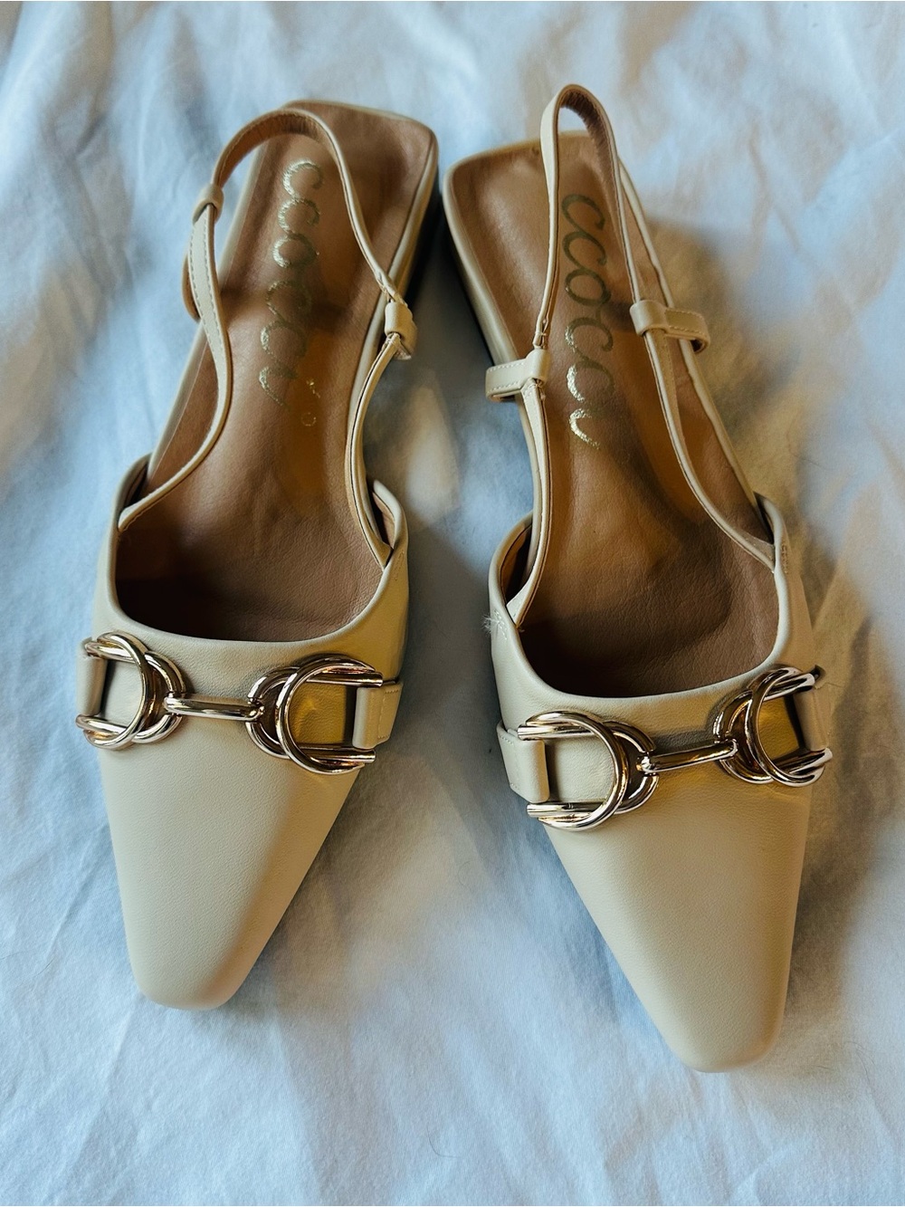 NWOB Ccocci Sling Back Taupe Flats sz 7